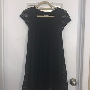Black lace flower midi dress